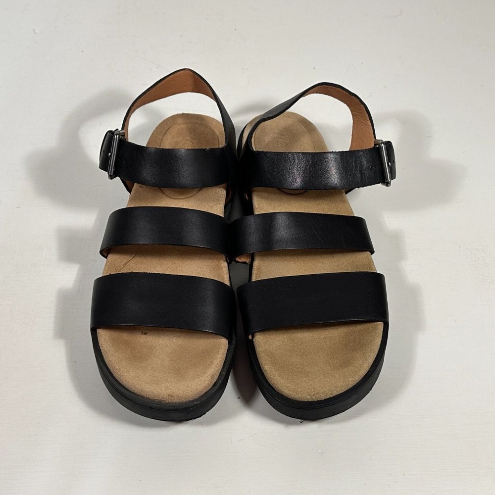Madewell The Addie Black Leather Comfort Sandals Women Size 7 - Picture 4 of 9